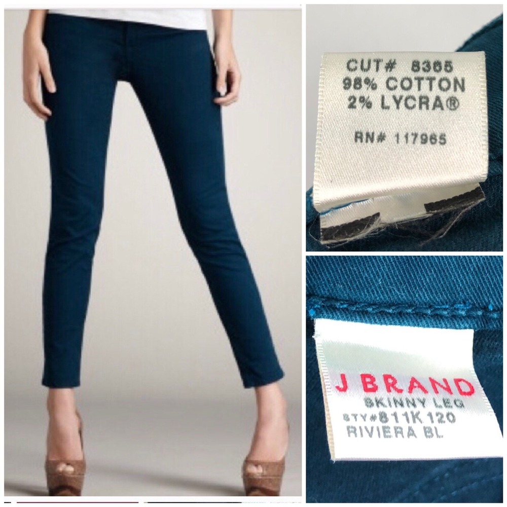 J Brand Womens 26 X 28 Jeans Skinny Leg Riviera Blue Cotton Blend Stretch Faded